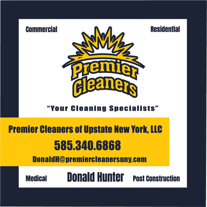 Premier Cleaners of Upstate New York, LLC — Your Cleaning Specialists. Commercial, Residential, Medical, Post Construction. 585.340.6868. DonaldH@premiercleanersuny.com. Donald Hunter.